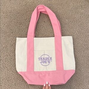 Trader Joe's Pink and Cream Tote Bag
